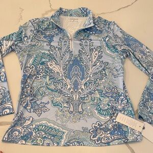 Acegolf Women's Blue Paisley Top- new with tags!